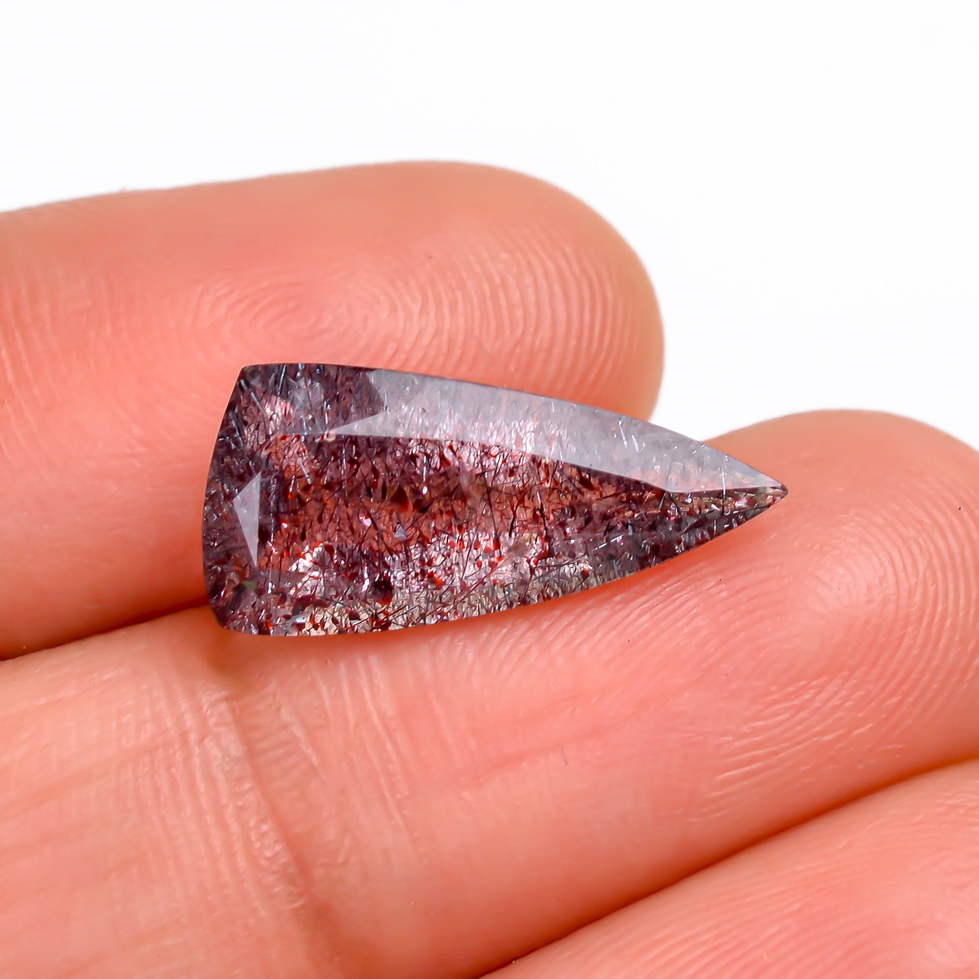 elestial hematite quartz triangle shape cut stone loose gemstone